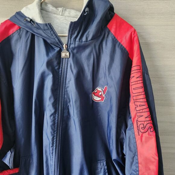 Puma Mens Vintage Cleveland Indians Reversible Jacket Y2k Wahoo Logo Blue Gray - Picture 6 of 16